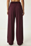 Drawstring Cross Belt Knitted Trousers Lcr0112 Bordo - 5