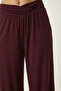 Drawstring Cross Belt Knitted Trousers Lcr0112 Bordo - 4