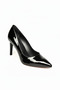 U676082008 Black Patent Leather Thin Heeled Women's Stiletto Shoes - 7