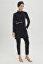 Seashell Detailed Full Covered Hijab Swimsuit Black Beach Wear 0014 - 6