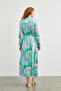 Patterned Long Green Dress 0400 - 6