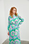 Patterned Long Green Dress 0400 - 4