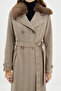 Fur Detailed Double Breasted Collar Cashmere Mink Coat 13114 - 2