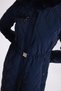 Fur Detailed Hooded Long Inflatable Navy Blue Coat 12765 - 4