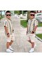 Eid Holiday Boys' Summer Cotton Knitwear Iran Patterned Shorts and Shirt Set - 3