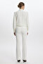 Wide Leg Fabric Ecru Trousers 0213 - 5