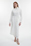Ribbon Embroidery and Bead Detailed Giy Çık Ecru 0267