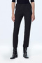 Narrow Leg Elastic Waist Fabric Black Trousers 0148