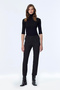 Narrow Leg Elastic Waist Fabric Black Trousers 0148 - 2