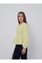 Women's Lemon Yellow Bow Detailed Buttoned Long Sleeve Shirt Blouse - 2