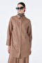 Shirt Collar Accessory Detailed Leather Camel Tunic 1598