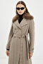 Fur Detailed Double Breasted Collar Cashmere Mink Coat 13114 - 5