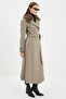Fur Detailed Double Breasted Collar Cashmere Mink Coat 13114 - 6