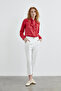 بنطلون قماش إكرو عالي الخصر 0200