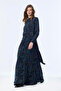 Silk Cupra Blue Dress with Buckle Detail 0539 - 5