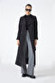 Black Trench Coat with Chain and Belt Detail 12615 - 7