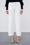 Wide Leg Fabric Ecru Trousers with Waist Elastic Detail P-0102 - 3