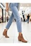 Women's Tan Perforated Transparent Short Thick Heeled Zippered Stylish Western Summer Cowboy Boots Shoes