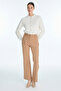 High Waist Straight Leg Camel Pants 0255 - 4