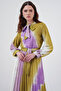 Bow Collar Belted Long Lilac Dress 0331 - 3