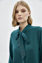 Bow Collar Long Sleeve Shirt Emerald Shirt 0088 - 3