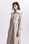 Fur Collar Zipper Detailed Leather Stone Trench Coat 13527 - 5