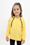 Girl's Oversized Hooded Drawstring Low Shoulder Embroidered Printed Slit Sweatshirt - 2 Yarns