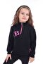 Girl's Relax Fit High Collar Zippered Printed Sweatshirt - 3 Thread Ribbed