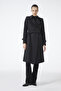 Double-Breasted Collar Belted Waist Long Trench Coat Black 12528 - 3