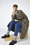 Jacket Collar Sleeve Detailed Khaki Trench Coat 12667 - 3
