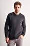 Smoked Long Sleeve Crew Neck Plain Cotton Comfort Fit Sweatshirt 1013255150