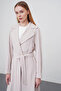Double-Breasted Collar Belted Waist Giy Çık Beige 13490 - 5