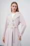 Double-Breasted Collar Belted Waist Giy Çık Beige 13490 - 3