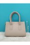 Beige Colored Zippered Women's Handbag and Shoulder Bag - 4