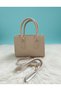 Beige Colored Zippered Women's Handbag and Shoulder Bag - 3