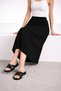 Black Midi Length Pleated Viscose Women's Knitwear Skirt - 4