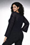 Navy Blue Spanish Sleeve Openwork Women's Knitwear Crop - 7