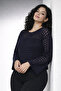Navy Blue Spanish Sleeve Openwork Women's Knitwear Crop - 4