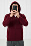 Claret Red Plain Unisex Oversized (3 Threads) Thick Fleece Inside Cardigan