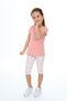 Girl's 2-Piece Set Printed Crew Neck T-Shirt & Elastic Waist Crop Leggings - 3