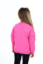 Girls' College Collar Zippered Off-Shoulder Printed Knitted Cardigan - 2 Thread - 6