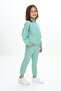 Girl's 2-Piece Set Embroidered Printed Stand Collar Zippered Sweatshirt & Ribbed Cuff with Pocket - 2