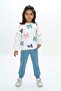 Girl's 2-Piece Set: Printed Crew Neck Sweatshirt & Elastic Waist with Pockets, Wide Leg Sweatpants - 3