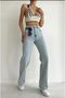 Ice Snow Wash High Waist Casual Women's Tube Leg Denim Palazzo Pants