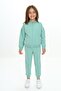 Girl's 2-Piece Set Embroidered Printed Stand Collar Zippered Sweatshirt & Ribbed Cuff with Pocket - 3