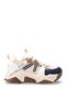Galiveva Beige Navy Blue Multicolor Women's Lace-Up High Sole Sneaker Sports Shoes - 5