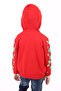Boy's Hooded Zippered Printed Knitted Cardigan - 2 Yarns - 2