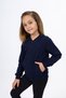 Girl's College Collar Zipper Pocket Half Off-Shoulder Embroidery Printed Knitted Cardigan - 2 Yarns - 4