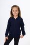 Girl's College Collar Zipper Pocket Half Off-Shoulder Embroidery Printed Knitted Cardigan - 2 Yarns