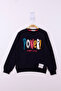 Girl's Relax Fit Crew Neck Printed Slit Sweatshirt - 2 Thread Count